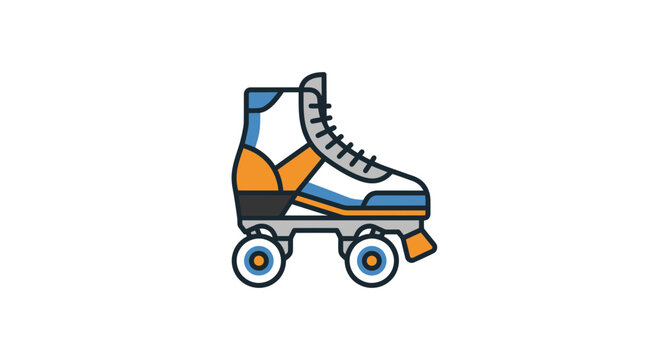 Retro quad roller skate icon illustration.