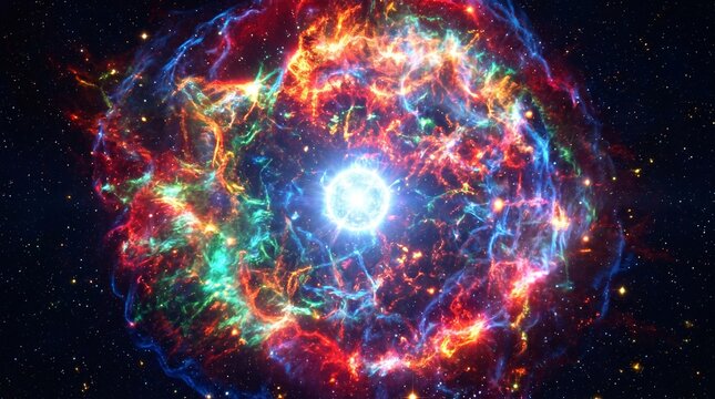 Cosmic nebula explosion and star formation deep space galaxy with vibrant colors and celestial light the universe features glowing gas and dust clouds