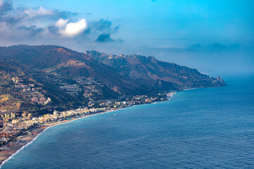 Naklejka premium Taormina region and city in Sicily south of Italy