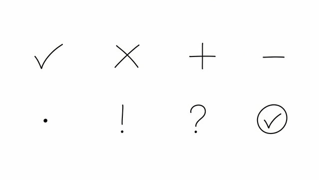 Hand Drawn Check Cross and Punctuation Symbols Set