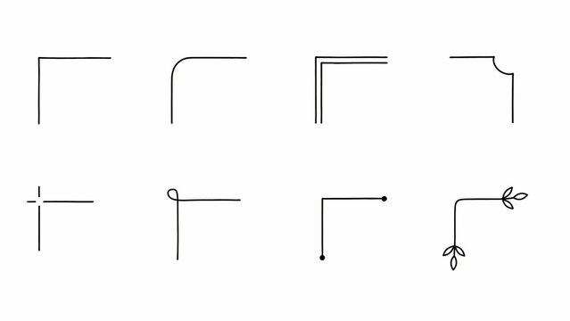 Hand Drawn Corner Border Elements Set