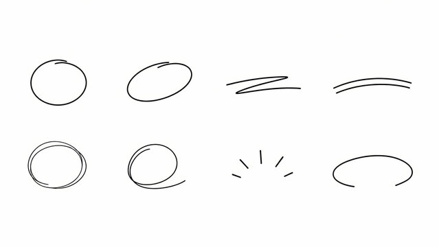 Hand Drawn Circle and Highlight Elements Set