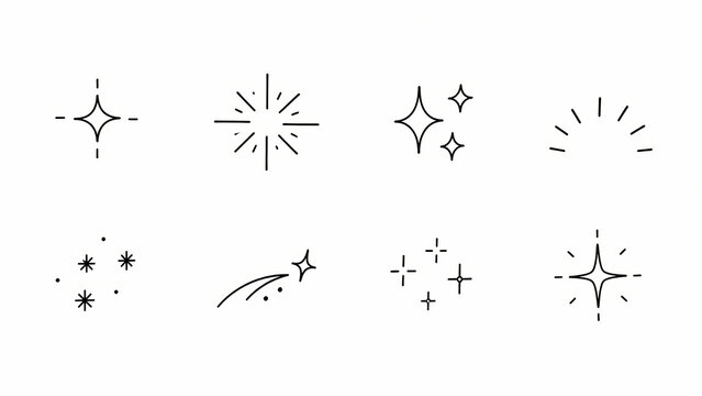 Hand Drawn Sparkle and Shine Symbols Set