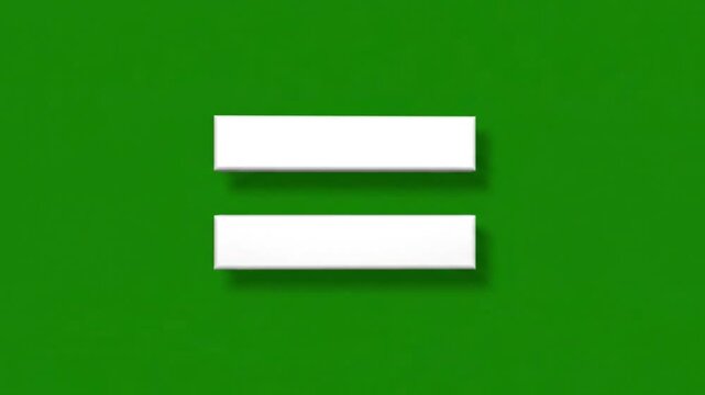 A video showcasing a simple and clean equal sign symbol on a green background for use in educational video content.