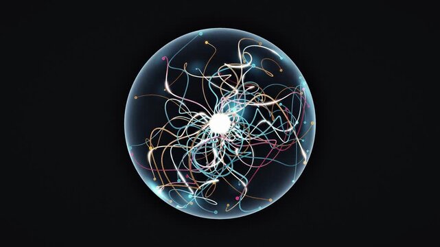 3D Cell Nucleus with Glowing Chromatin Strands and Nucleolus