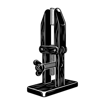 Vintage black leather punch press machine vector illustration for industrial design and manufacturing