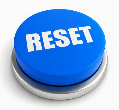 Blue rounded reset button with white text