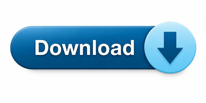 Modern download button with arrow icon on blue rounded rectangle