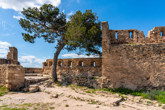 Scenographic view in the marvelous Xativa Castle, Province of Valencia, Spain.