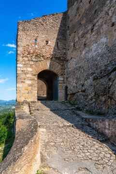 Scenographic view in the marvelous Xativa Castle, Province of Valencia, Spain.
