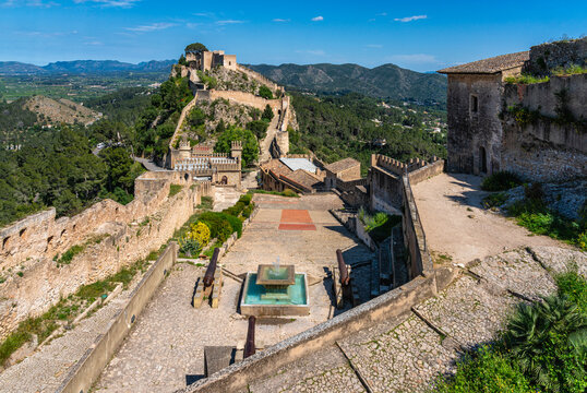 Scenographic view in the marvelous Xativa Castle, Province of Valencia, Spain.