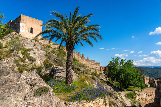 Scenographic view in the marvelous Xativa Castle, Province of Valencia, Spain.
