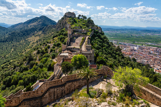 Scenographic view in the marvelous Xativa Castle, Province of Valencia, Spain.
