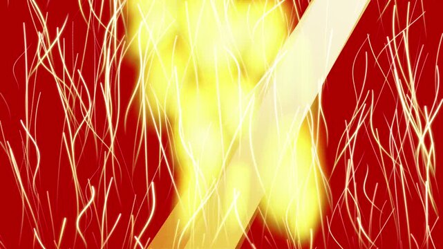 Golden glowing particle trails flowing dynamically across a deep red background creating beautiful motion footage for modern abstract digital presentations
