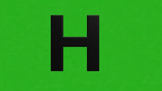 A video showcasing a large black letter H on a green background for use in educational video content.