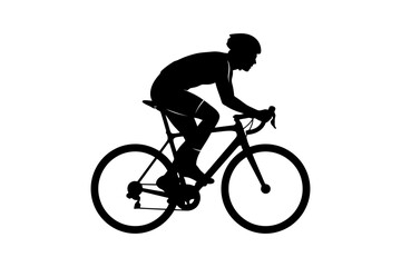 Fototapeta premium Silhouette of adult male cyclist riding a road bicycle.