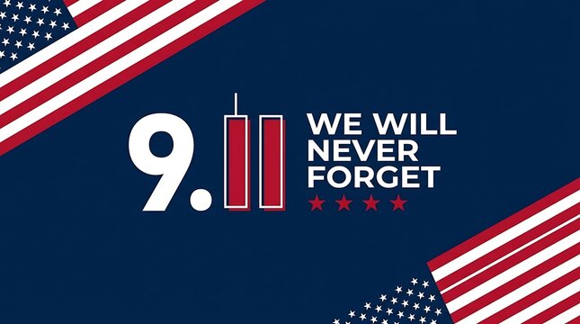 Commemorative graphic honoring September 11th remembrance day with patriotic elements