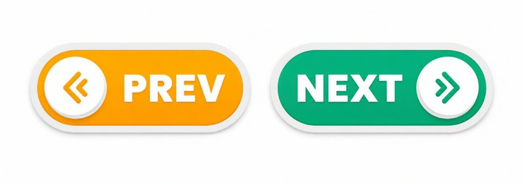 Modern flat prev next navigation buttons with arrows