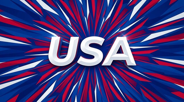 USA text with vibrant red white blue burst design for patriotic themes