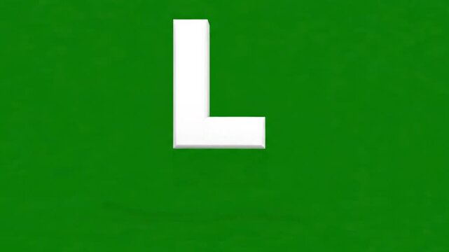A video showcasing a large white letter L on a green background for corporate branding and marketing purposes