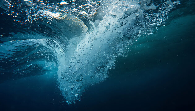 Dynamic Ocean Water Splash with Foamy Waves, Blue Sea Surf, White Spray and Tropical Coastal Motion Texture in Summer Nature Landscape