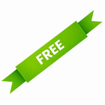 Green free sale tag with white text on transparent background