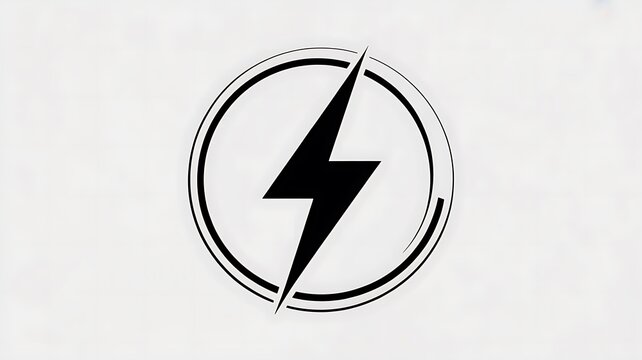 Black lightning bolt icon inside a circular ring frame