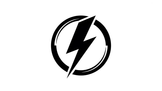 Black lightning bolt icon inside a circular frame