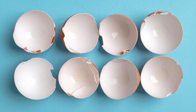 Eggshell abstract pattern on pastel blue background