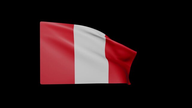 Waving Flag of Peru Isolated on Black Background