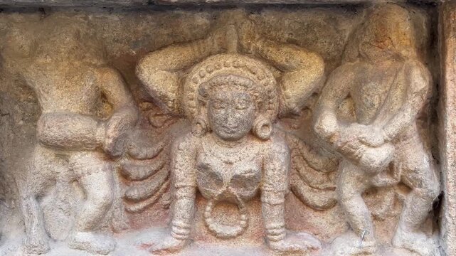 the popular Hindu Airavatesvara Temple, a UNESCO World Heritage site in Tamil Nadu, India, is a masterpiece of Chola architecture. Built in the 12th century.