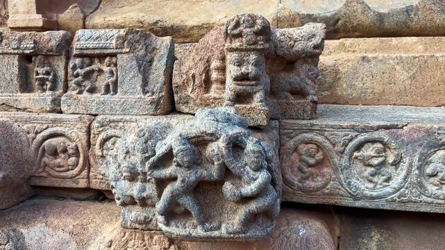 the popular Hindu Airavatesvara Temple, a UNESCO World Heritage site in Tamil Nadu, India, is a masterpiece of Chola architecture. Built in the 12th century.