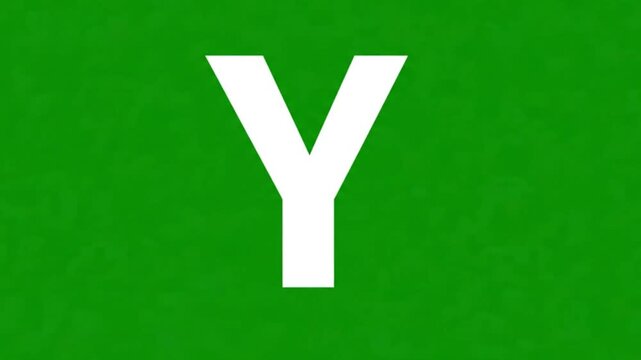 A video showcasing a large white letter Y on a green background for branding and marketing purposes.