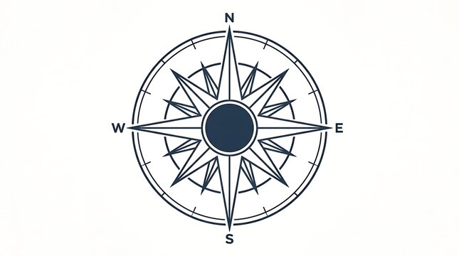 Blue compass rose with cardinal directions