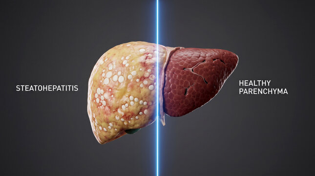 Liver steatonephritis versus healthy parenchyma comparison