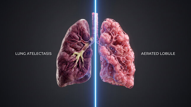 Lung atelectasis versus aerated lobule comparison