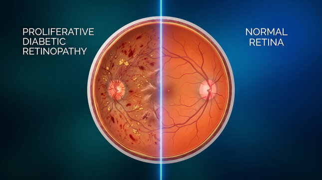 Proliferative diabetic retinopathy eye condition comparison