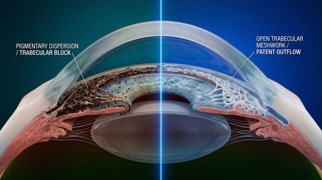 Trabecular meshwork anatomy in eye cross section