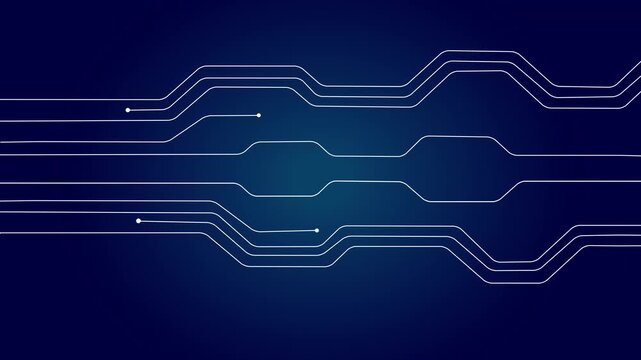 Abstract digital technology circuit board lines background with futuristic data flow and glowing electronic network connections