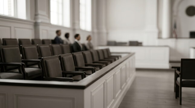 Jury members seated in a courtroom during a trial session