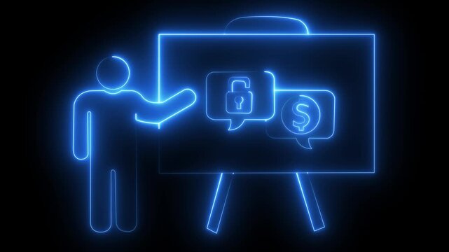 Neon financial presentation unlocking profit and business growth concept