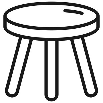 Minimalist furniture icon of a three legged round stool