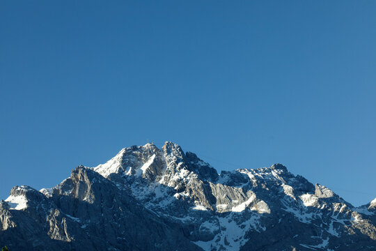 Zugspitze mountain peak, Alps, Bavaria, Germany. Alpine Landscape