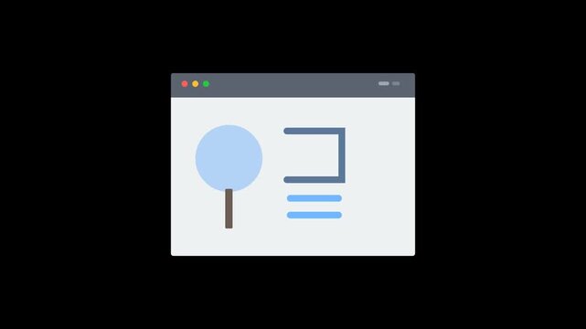 Simple Flat Design Window Interface with Magnifying Glass and Charts.
