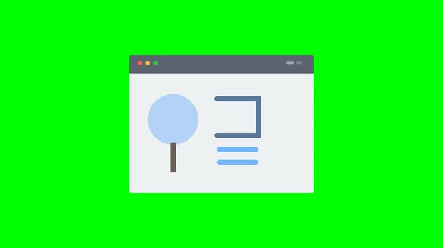 Digital interface with search magnifying glass and data visualization elements.