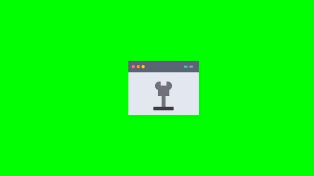 Simple graphic of a wrench icon on a computer screen interface.