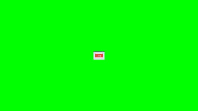 404 Error Page Not Found Concept on Green Screen Background.