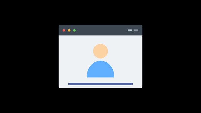 Simple Flat Icon of a User Profile in a Web Browser Window.