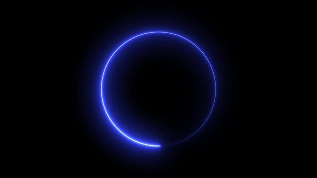 Neon circle frame loading icon. Abstract circle loading frame animation. circle glow border concept on the transparent background. Neon blue light forming circle animation loop. 4K video