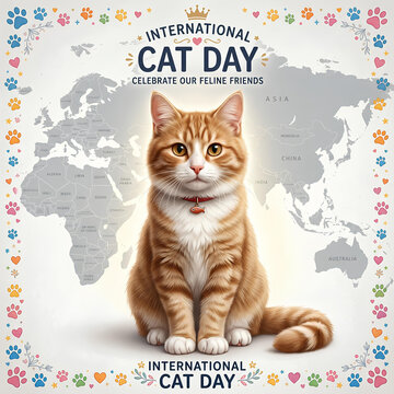 Ginger tabby cat posing for International Cat Day.